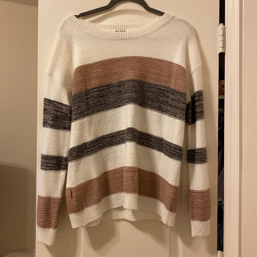Neutral Colored Striped Boutique Sweater